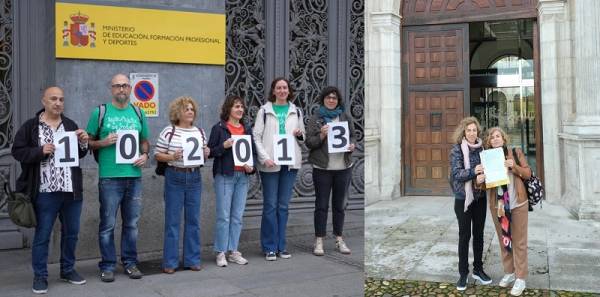 CCOO entrega 102.013 firmas al Ministerio de Educación y a la Conferencia Sectorial exigiendo el grupo A1 y la subida de nivel para todos los cuerpos docentes