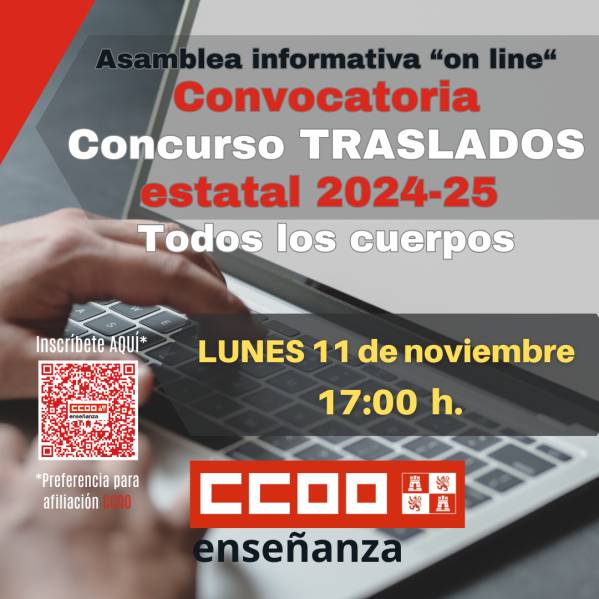 Asamblea informativa "on line". Convocatoria Concurso de Traslados